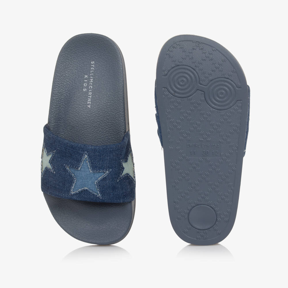 Stella McCartney Kids-Girls Blue Denim Star Sliders | Childrensalon Outlet