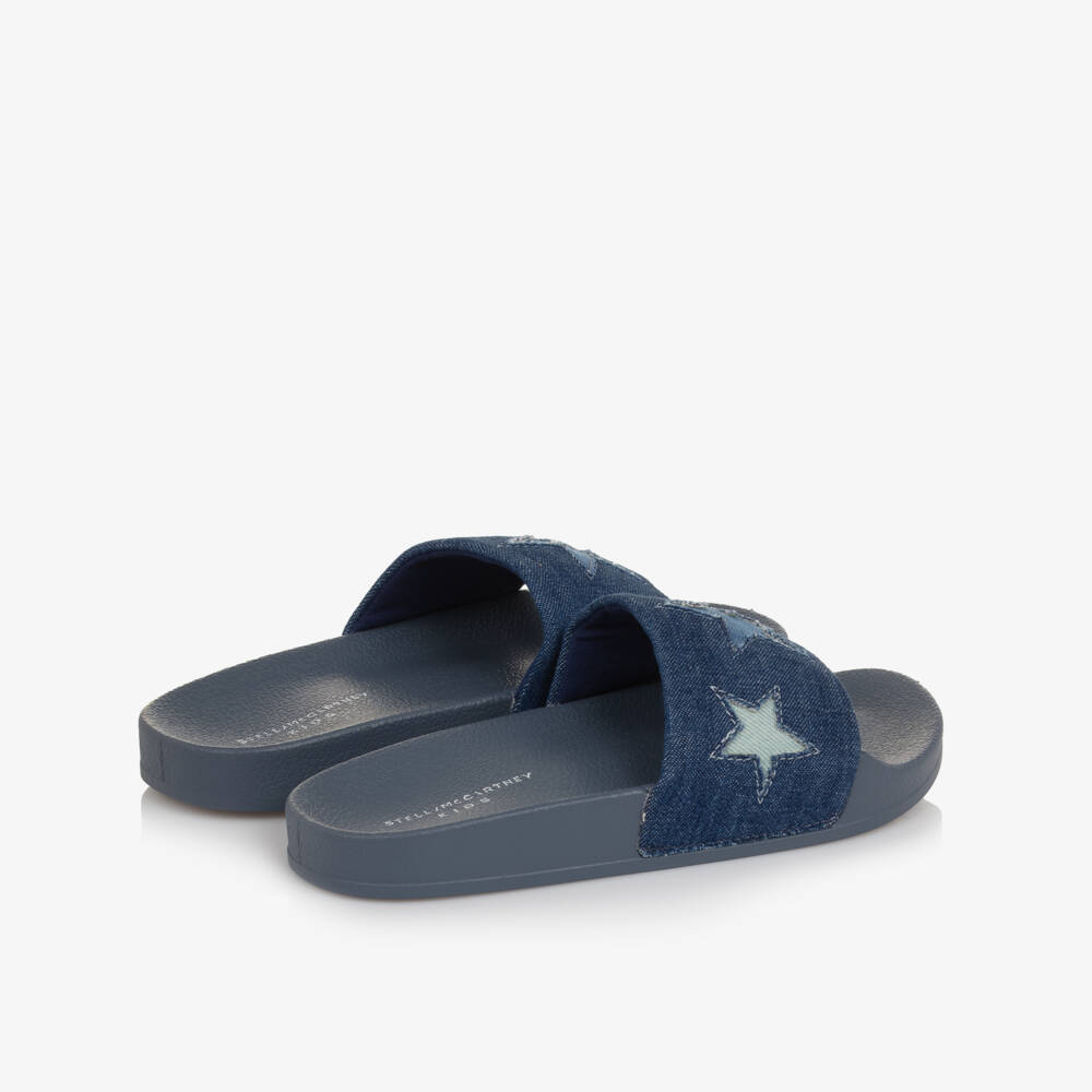 Stella McCartney Kids-Girls Blue Denim Star Sliders | Childrensalon Outlet