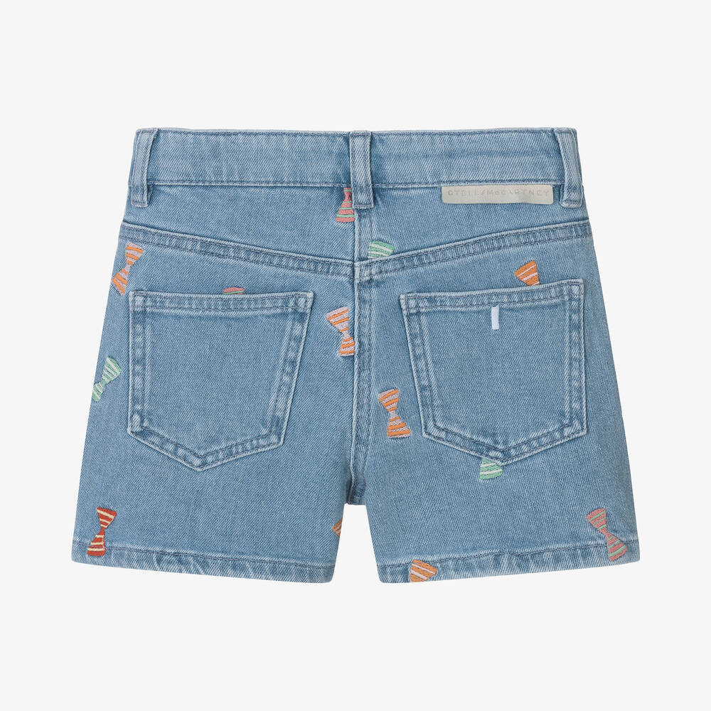 Stella McCartney Kids - Girls Blue Embroidered Denim Shorts
