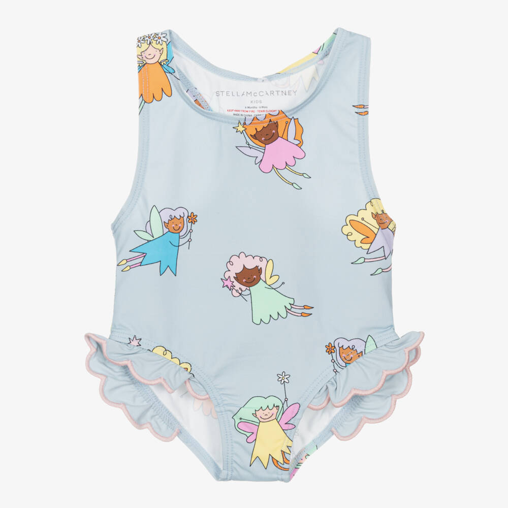 Stella McCartney Kids-مايوه أزرق للبنات بتصميم جناح الجنية | Childrensalon Outlet