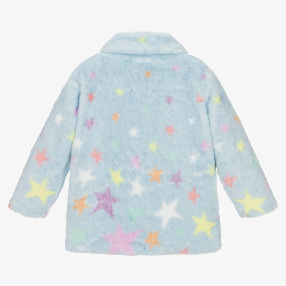 Stella McCartney Kids Girls Blue Faux Fur Star Print Coat
