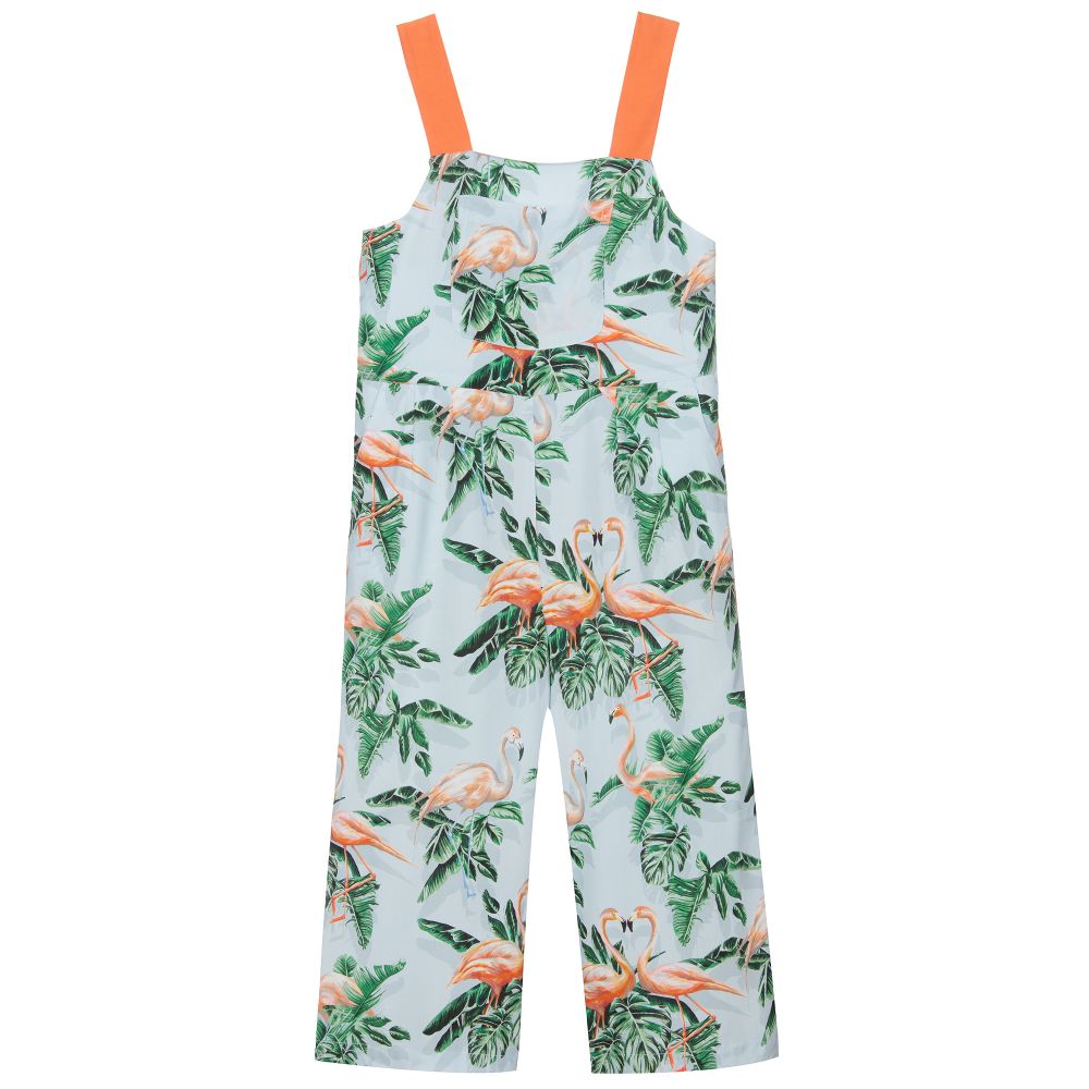 Stella McCartney Kids - Girls Blue Flamingos Jumpsuit | Childrensalon