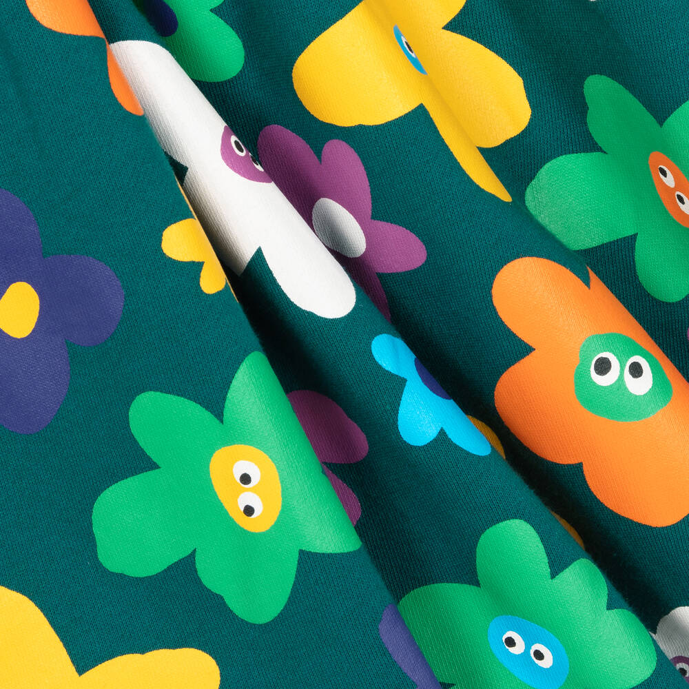 Stella McCartney Kids-فستان قطن عضوي لون أزرق بطبعة ورود | Childrensalon Outlet