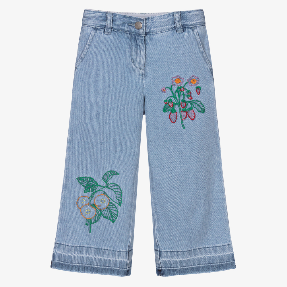 Stella McCartney Kids - Girls Blue Floral Denim Jeans | Childrensalon
