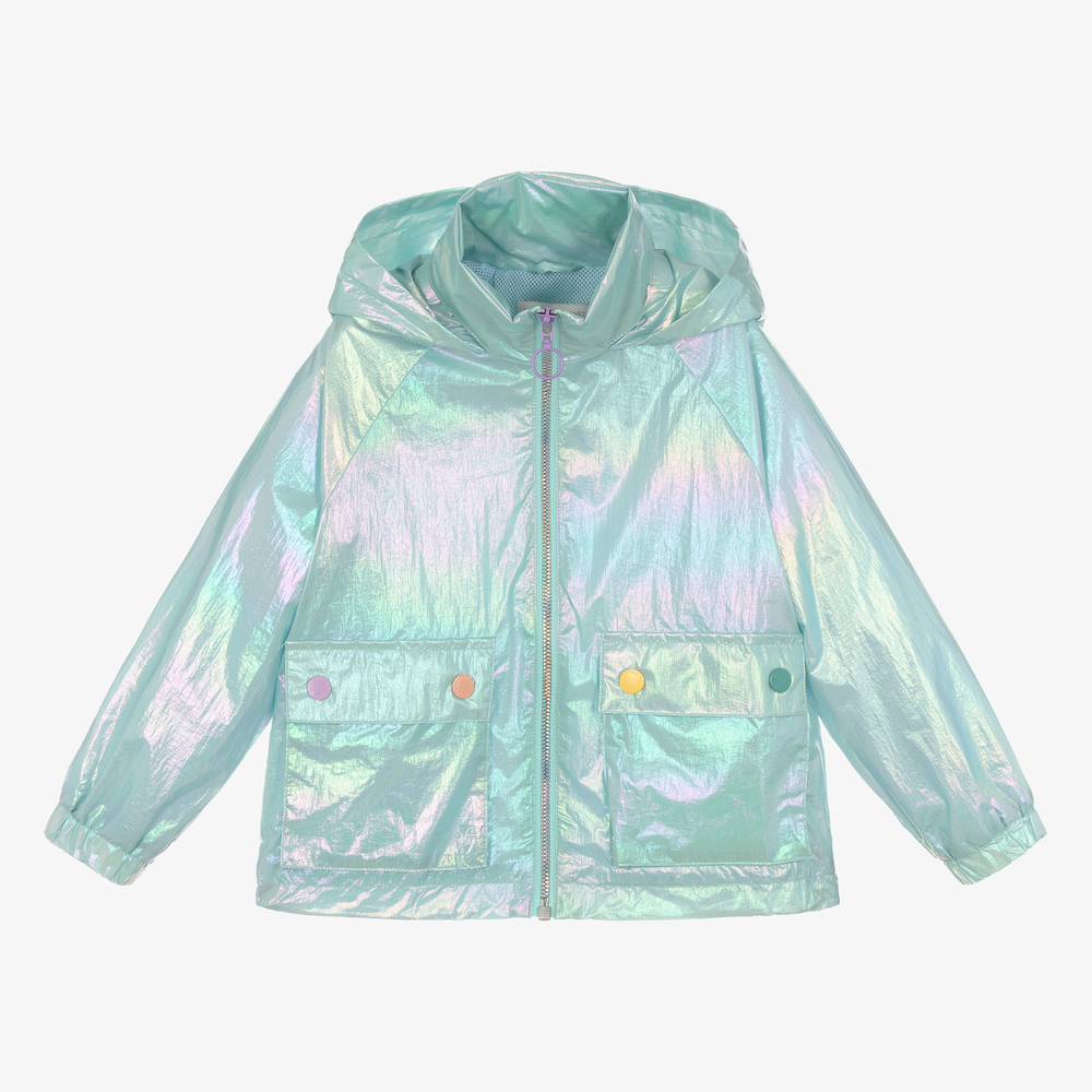 Stella McCartney Kids-جاكيت هودي لون أزرق متاليك للبنات | Childrensalon Outlet