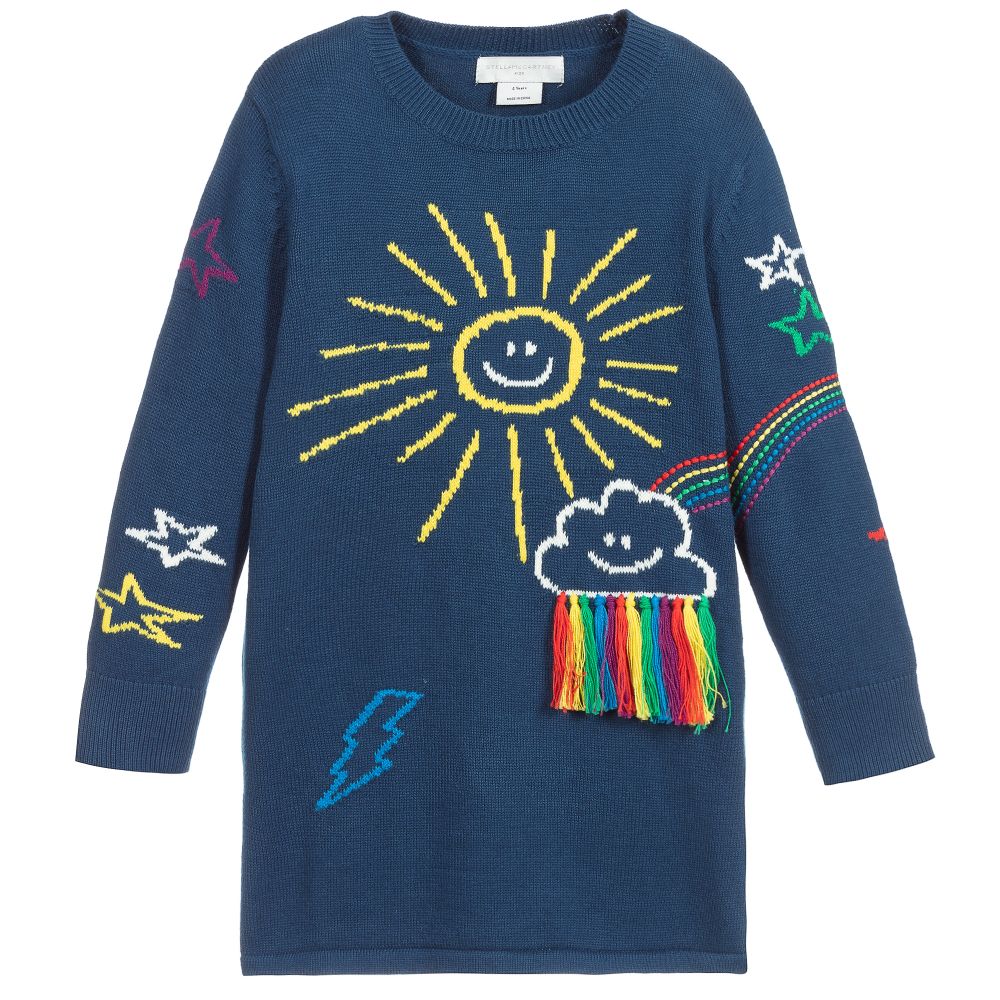 Stella McCartney Kids - Синее трикотажное платье для девочек | Childrensalon