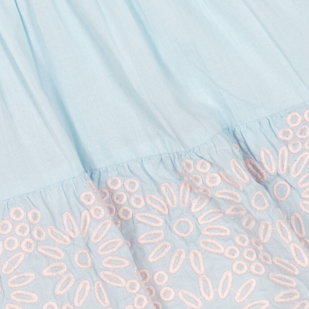Stella McCartney Kids-Голубое платье из органического хлопка с вышивкой | Childrensalon Outlet