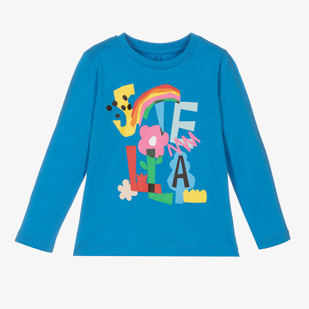 Stella McCartney Kids-Girls Blue Organic Cotton Top | Childrensalon Outlet