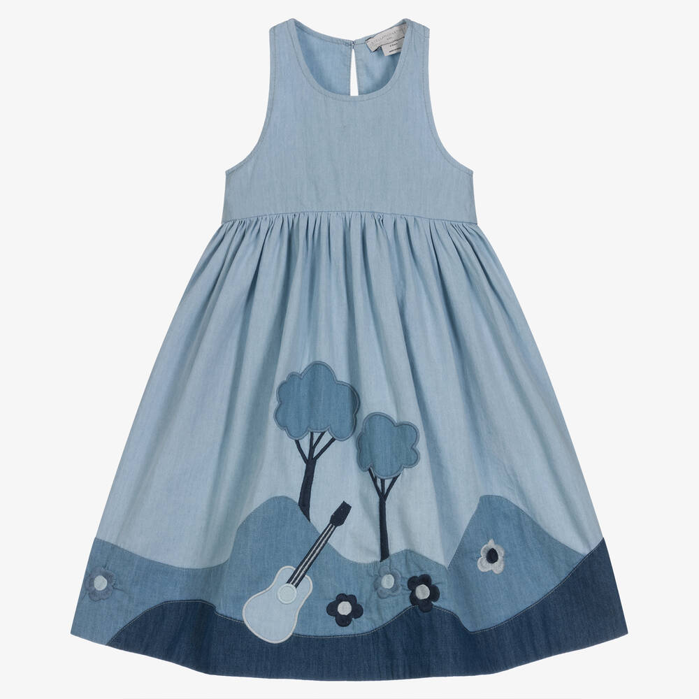 Stella McCartney Kids - Girls Blue Organic Denim Dress | Childrensalon