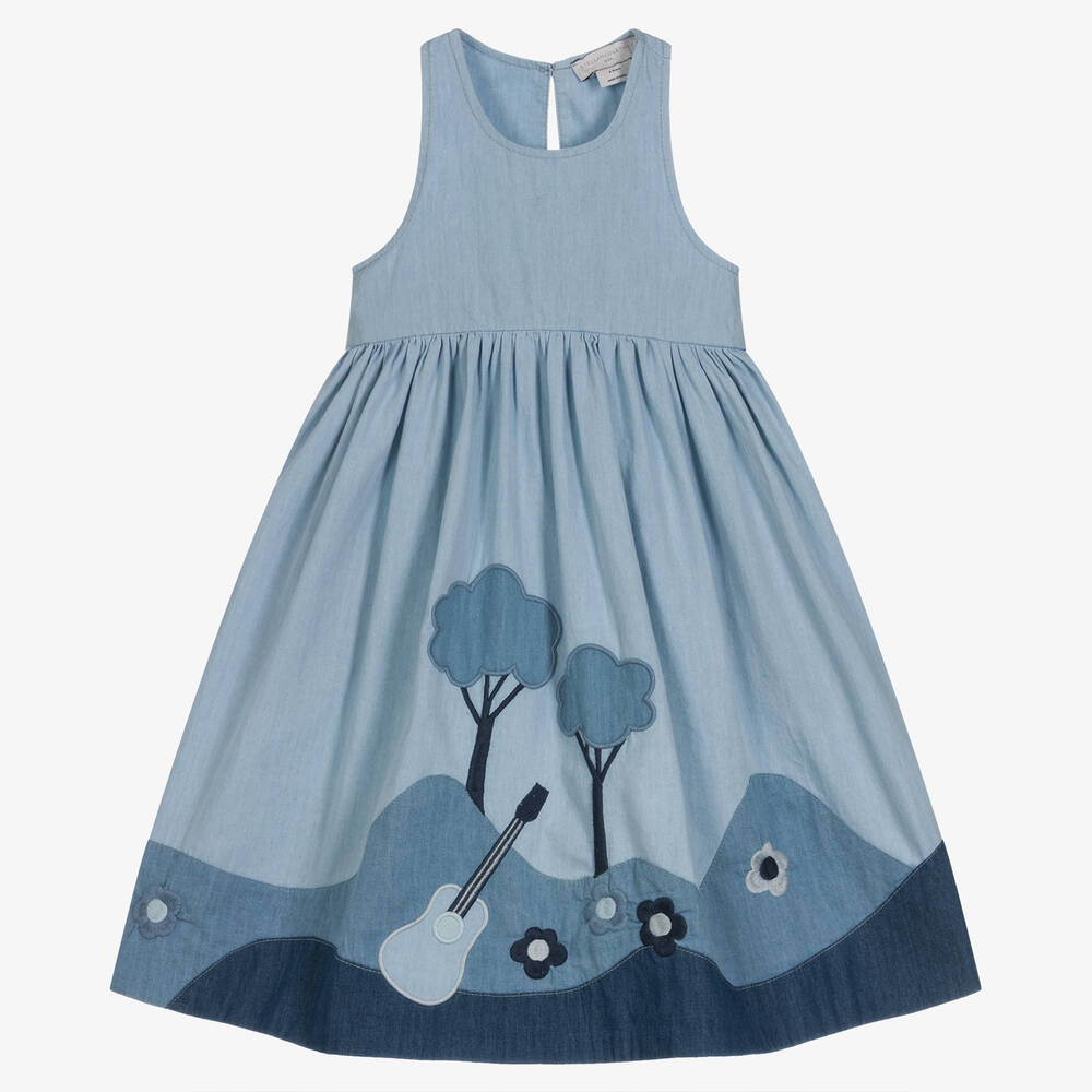 Stella McCartney Kids-Girls Blue Organic Denim Dress | Childrensalon Outlet