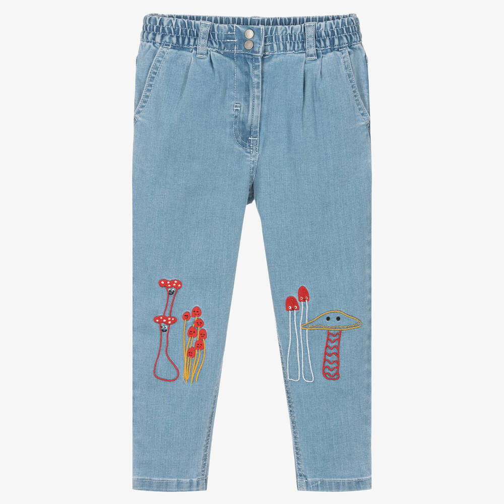 Stella McCartney Kids - Голубые джинсы Paperbag для девочек | Childrensalon