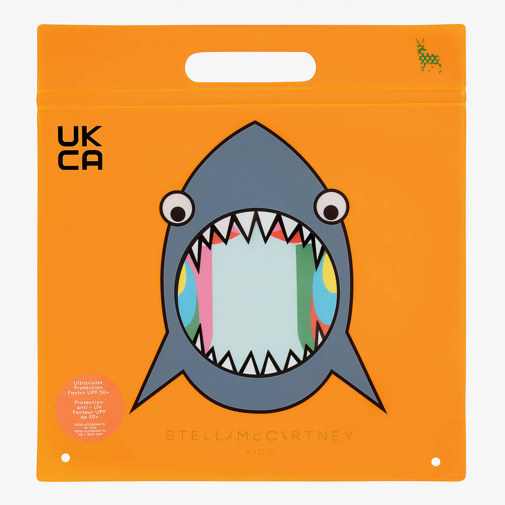 Stella McCartney Kids-Голубой купальник с попугаями (UPF50+) | Childrensalon Outlet