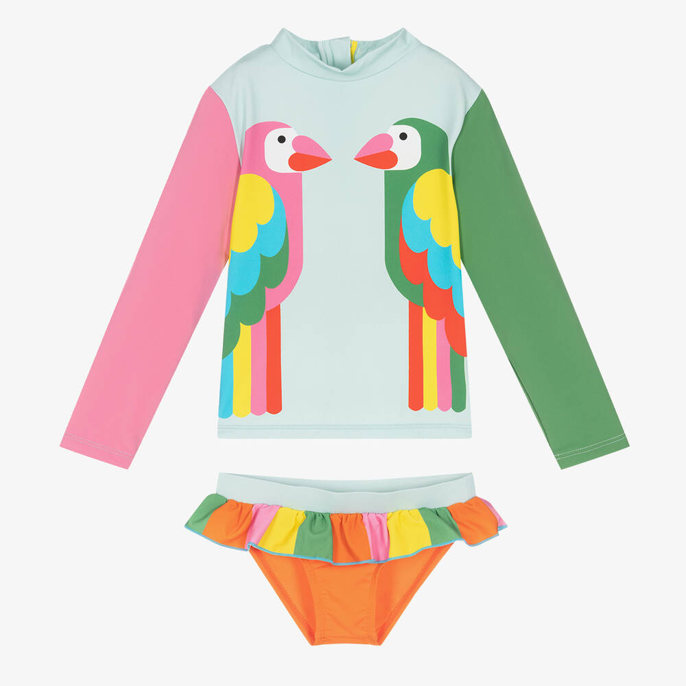 Stella McCartney Kids - Tankini bleu à perroquets (UPF50+) | Childrensalon