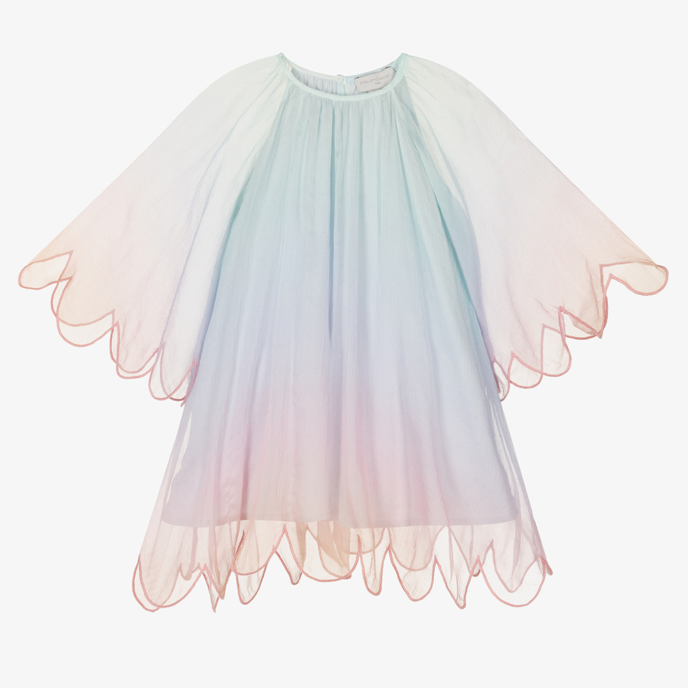 Stella McCartney Kids - Розово-голубое шелковое платье для девочек | Childrensalon