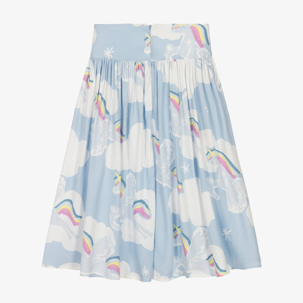 Stella McCartney Kids-Голубая юбка с радугами и единорогами | Childrensalon Outlet
