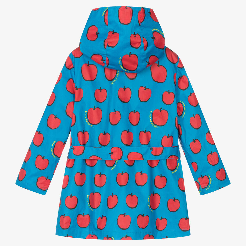 Stella McCartney Kids-Girls Blue & Red Apple Raincoat | Childrensalon Outlet