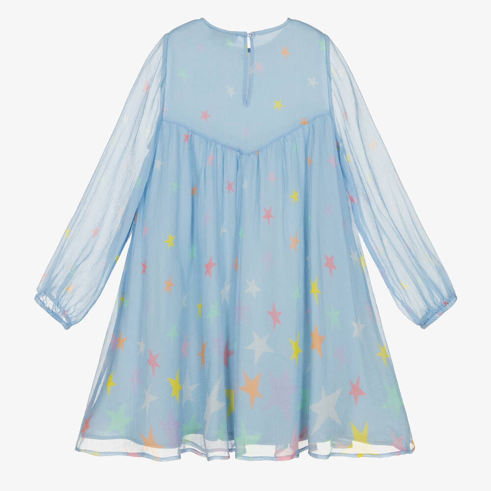 Stella McCartney Kids-Girls Blue Silk Chiffon Stars Dress | Childrensalon Outlet