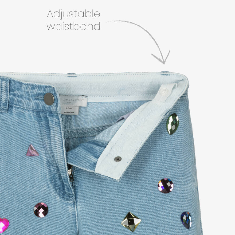 Stella McCartney Kids-Girls Blue Sparkle Denim Trousers | Childrensalon Outlet