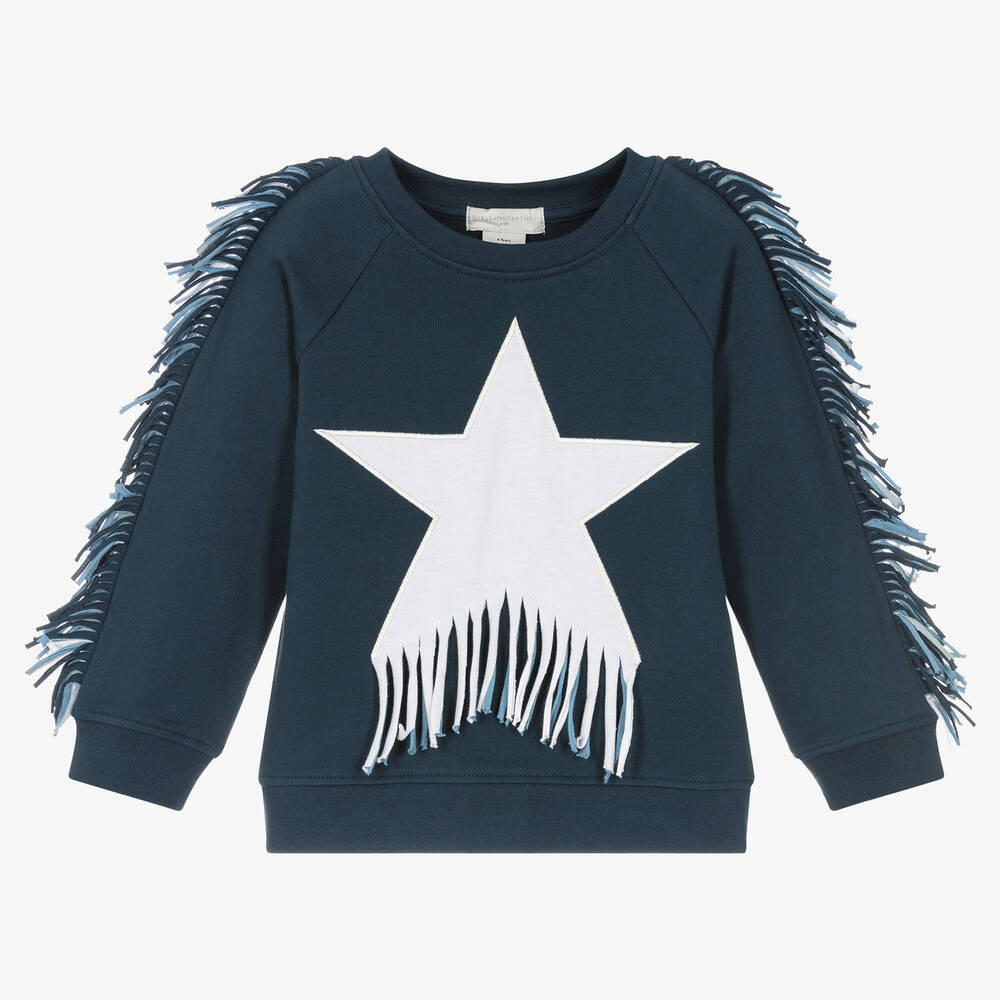 Stella McCartney Kids - Blaues Fransen-Sweatshirt mit Stern | Childrensalon