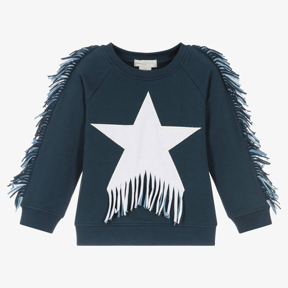 Stella McCartney Kids - Sweat bleu à étoile et franges | Childrensalon