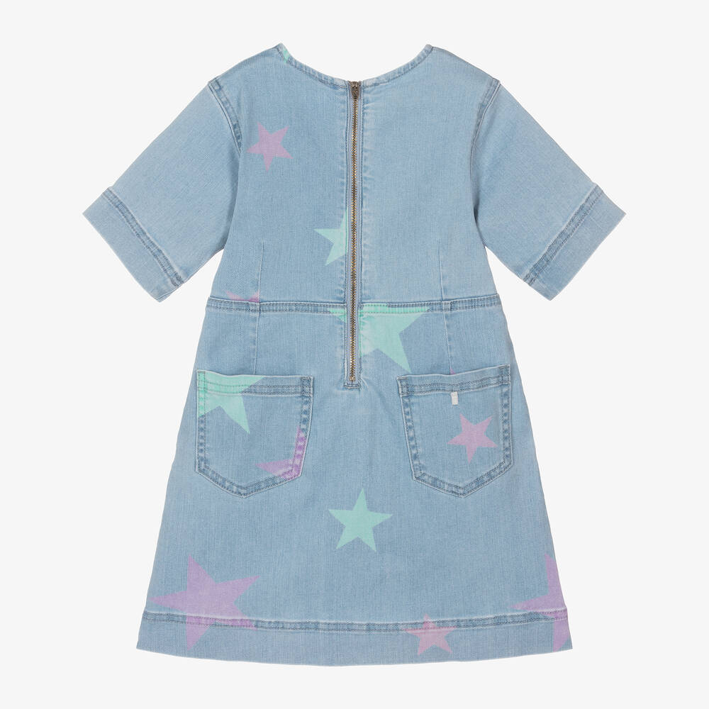 Stella McCartney Kids - Girls Blue Star Print Denim Dress