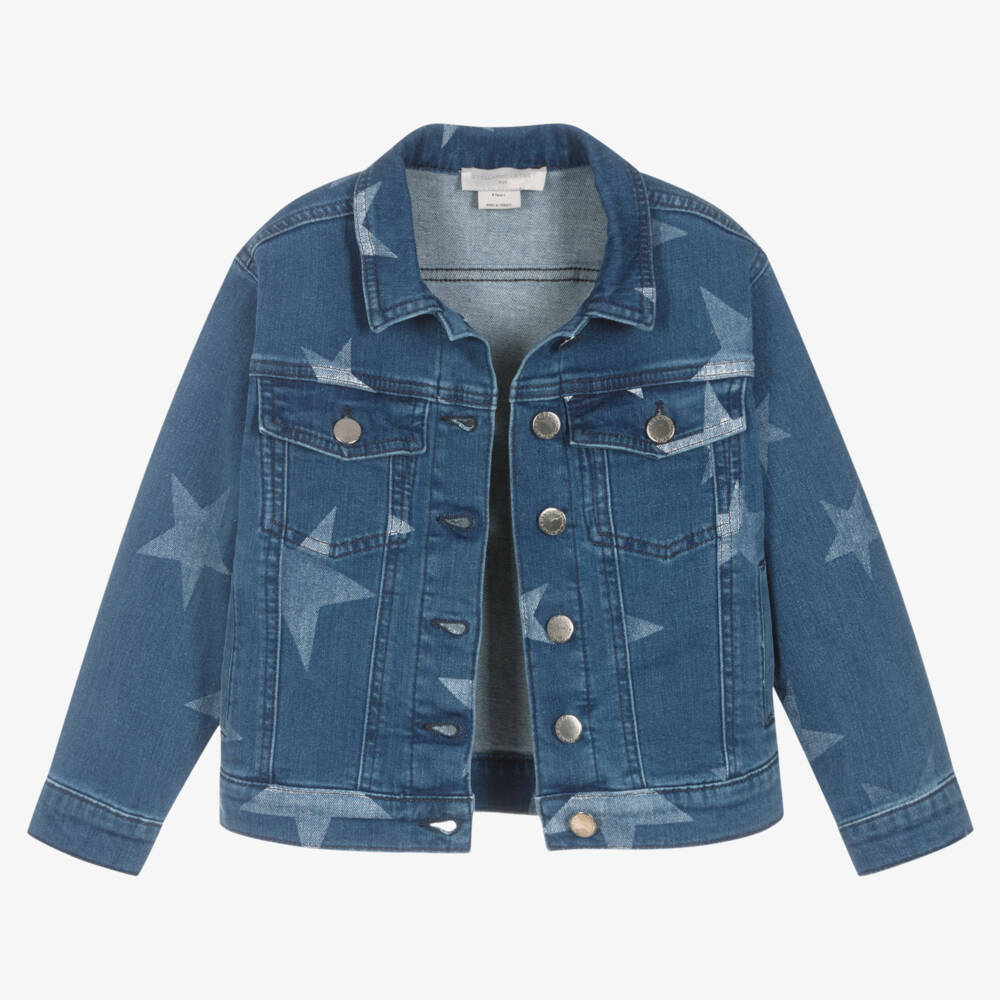 Stella McCartney Kids-Girls Blue Star Print Denim Jacket | Childrensalon Outlet