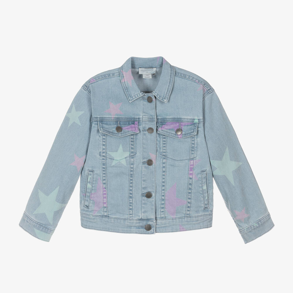 Stella McCartney Kids-Girls Blue Star Print Denim Jacket | Childrensalon Outlet