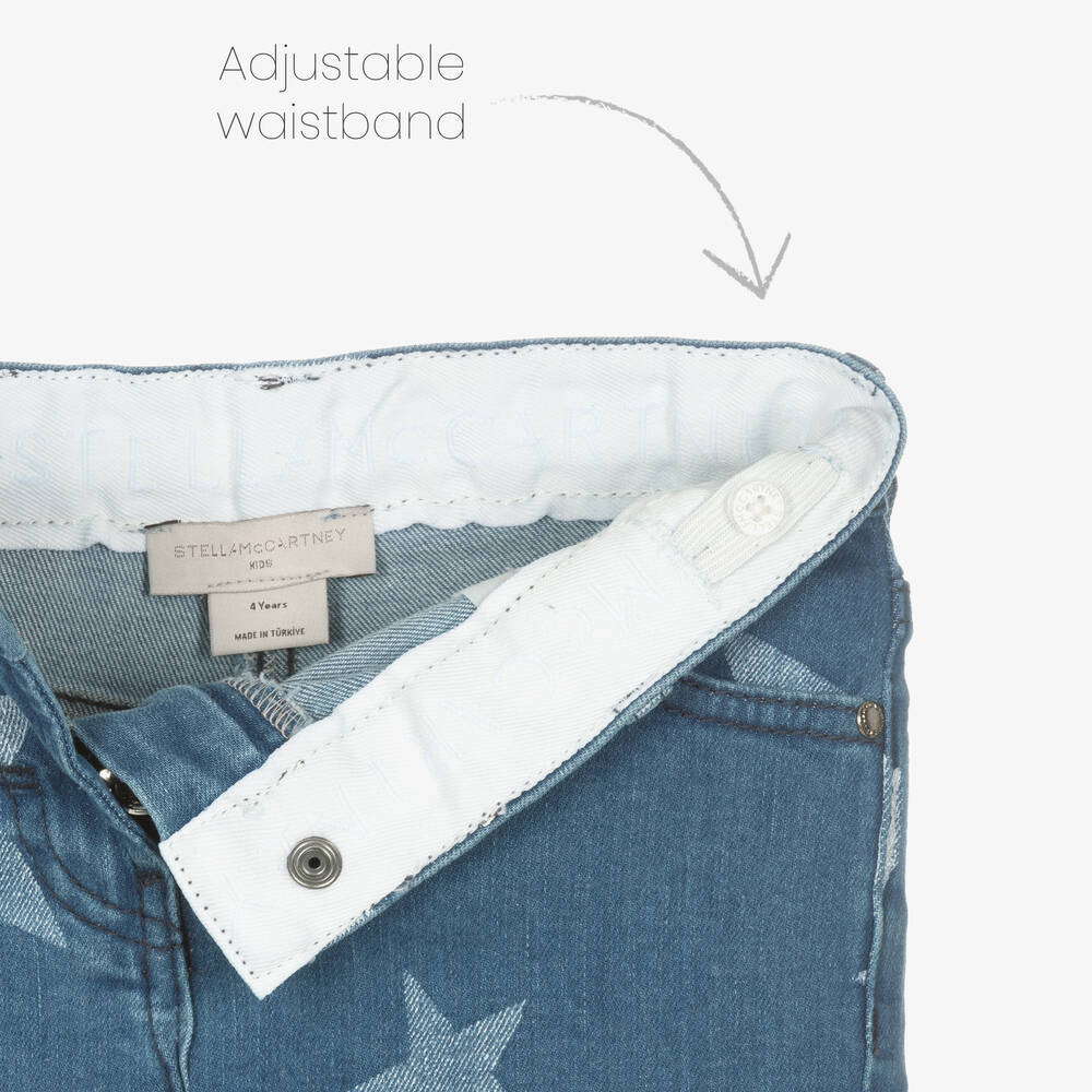 Stella McCartney Kids-Girls Blue Star Print Denim Shorts | Childrensalon Outlet