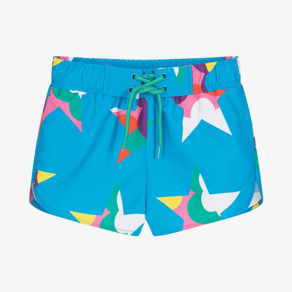 Stella McCartney Kids - Girls Blue Stars Print Swim Shorts | Childrensalon