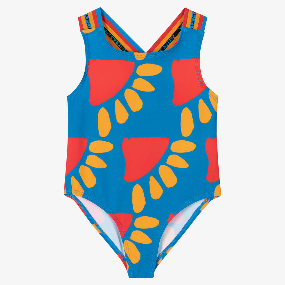 Stella McCartney Kids - Girls Blue Swimsuit (UPF50+) | Childrensalon