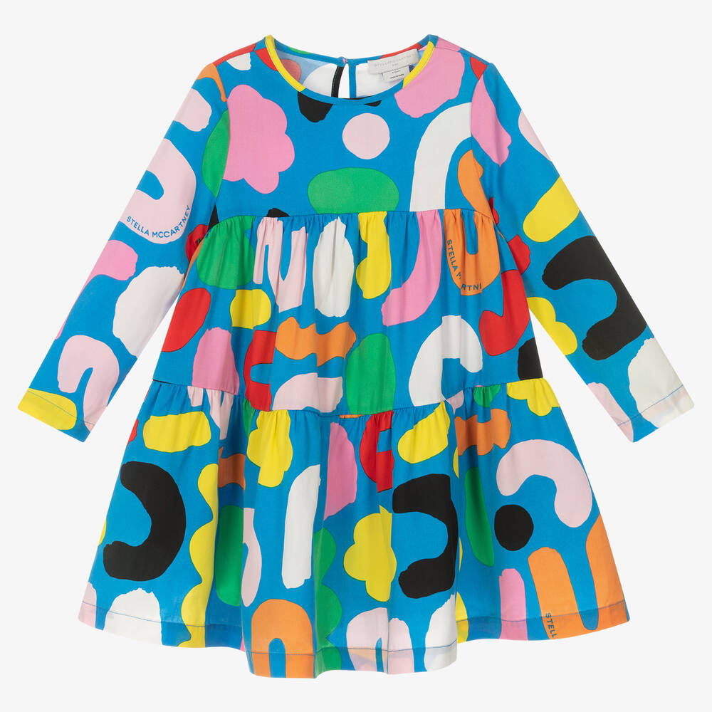 Stella McCartney Kids - Robe bleue Tencel™ à volants fille | Childrensalon