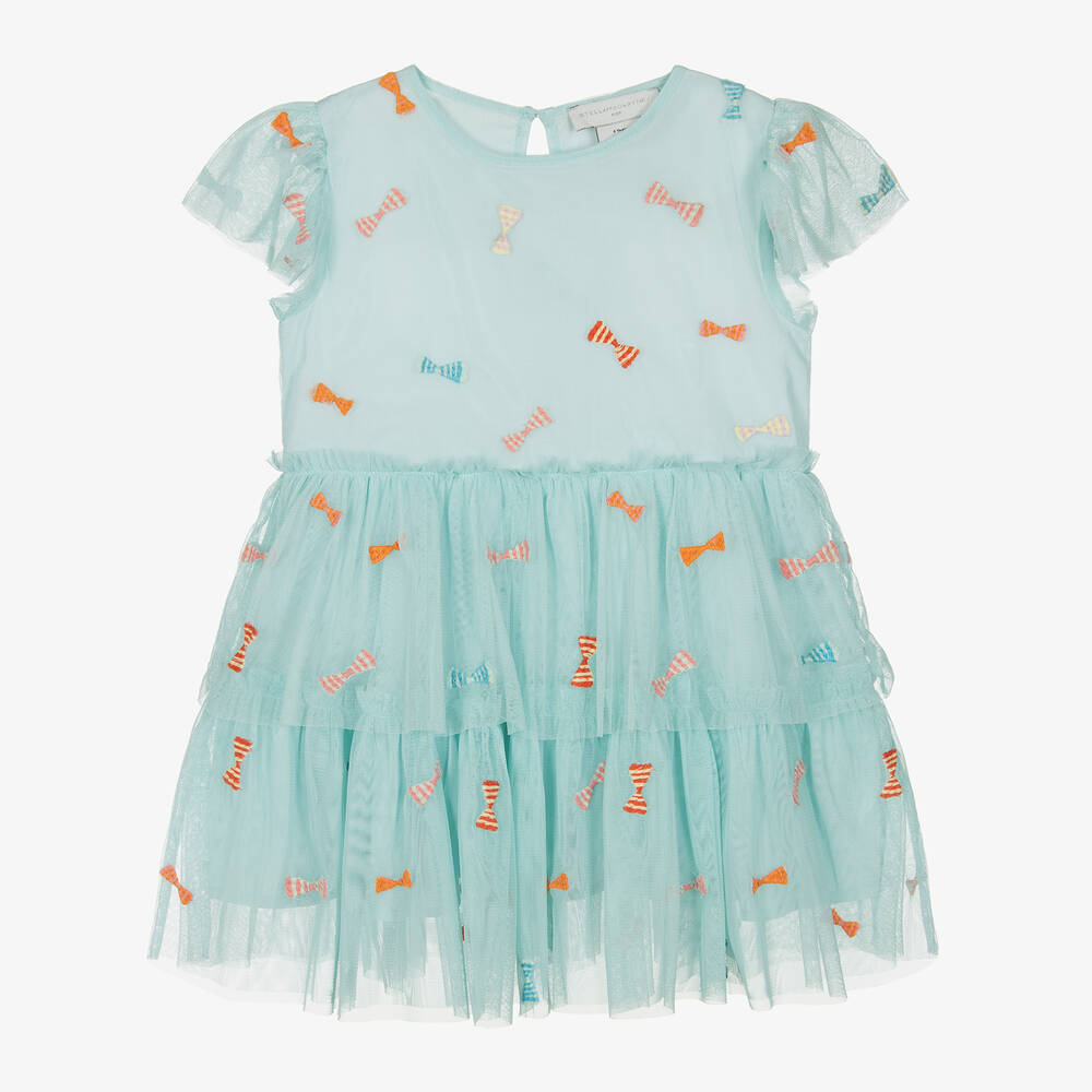 Stella McCartney Kids-Girls Blue Tulle Bows Dress | Childrensalon Outlet