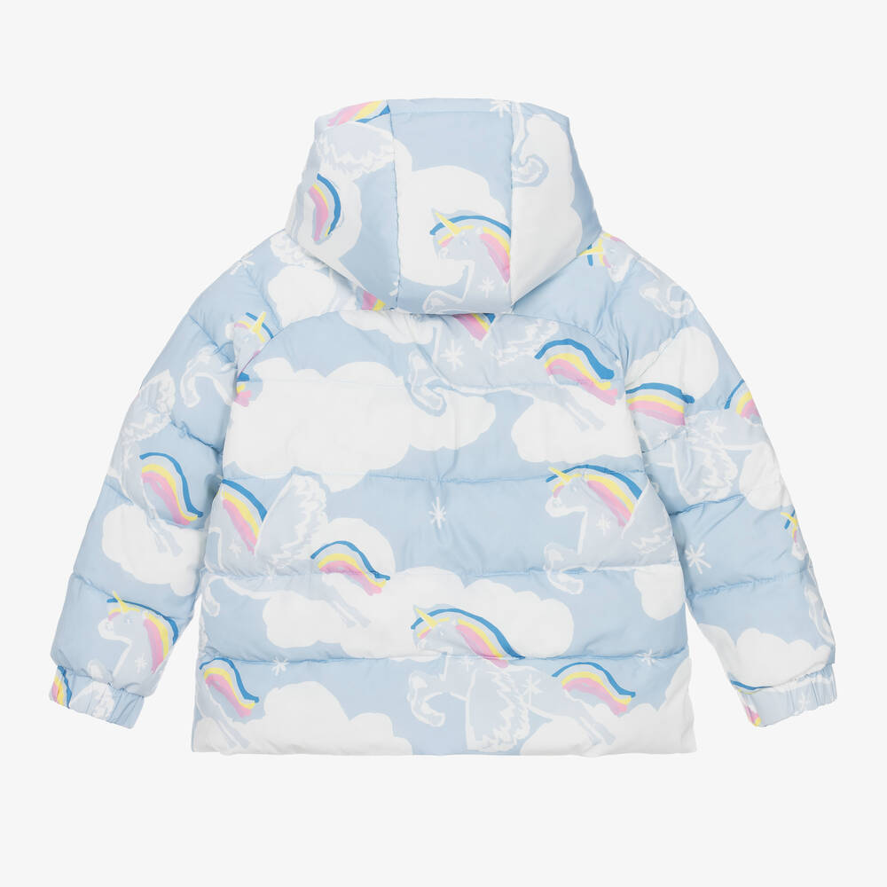 Stella McCartney Kids-جاكيت بافر هودي لون أزرق للبنات | Childrensalon Outlet
