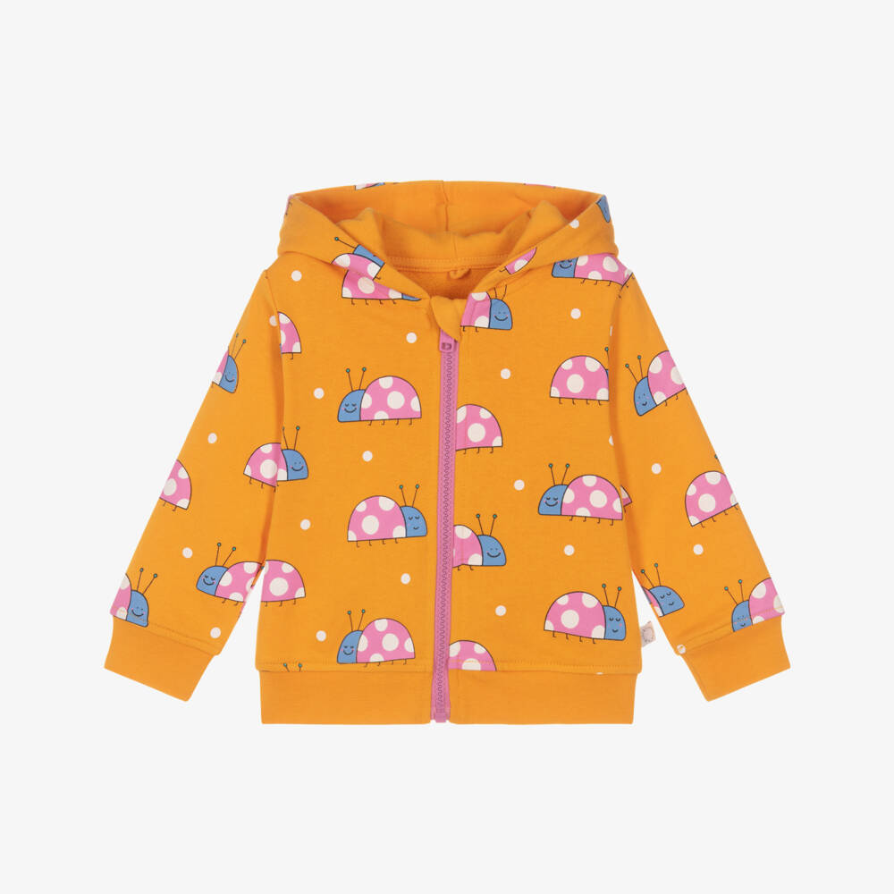 Stella McCartney Kids-Girls Bright Orange Cotton Ladybird Zip-Up Top | Childrensalon Outlet