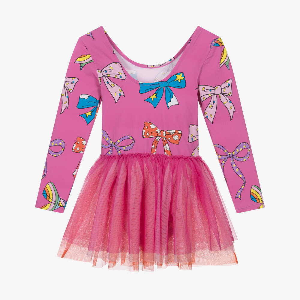 Stella McCartney Kids-Girls Bright Pink Jersey Dress with Bows | Childrensalon Outlet