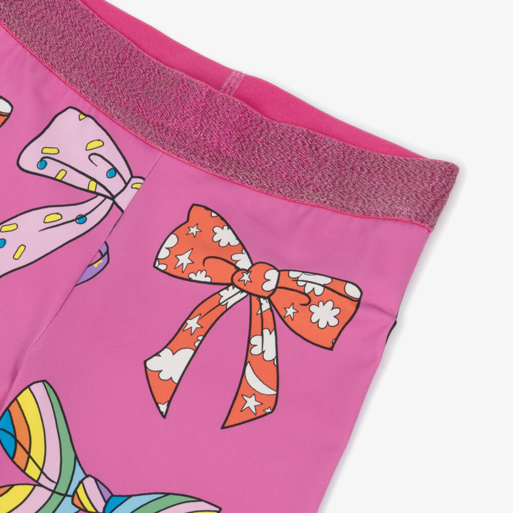 Stella McCartney Kids-Girls Bright Pink Leggings With Playful Bows Print | Childrensalon Outlet