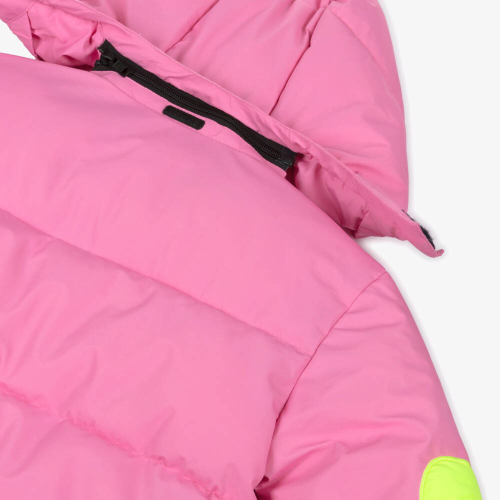 Stella McCartney Kids-Girls Bright Pink Ski Jacket with Neon Hearts | Childrensalon Outlet
