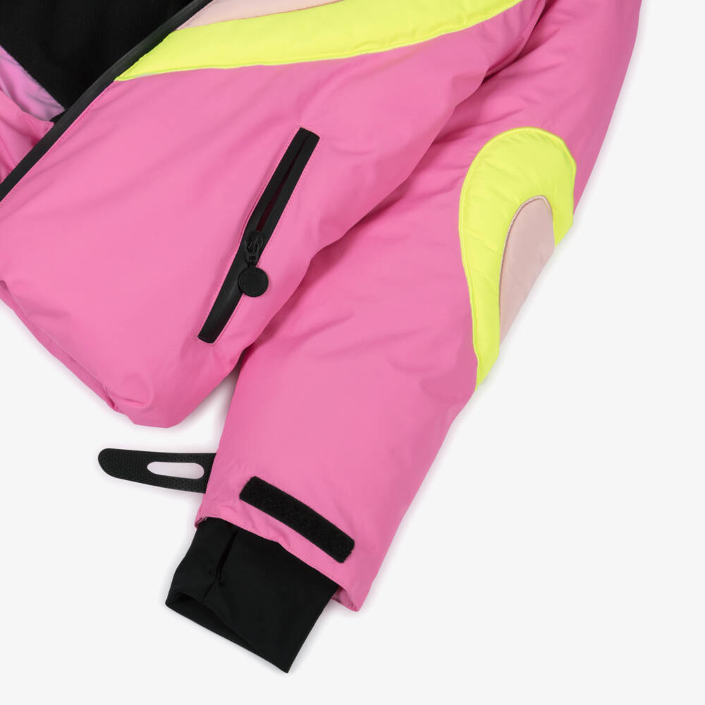 Stella McCartney Kids-Girls Bright Pink Ski Jacket with Neon Hearts | Childrensalon Outlet