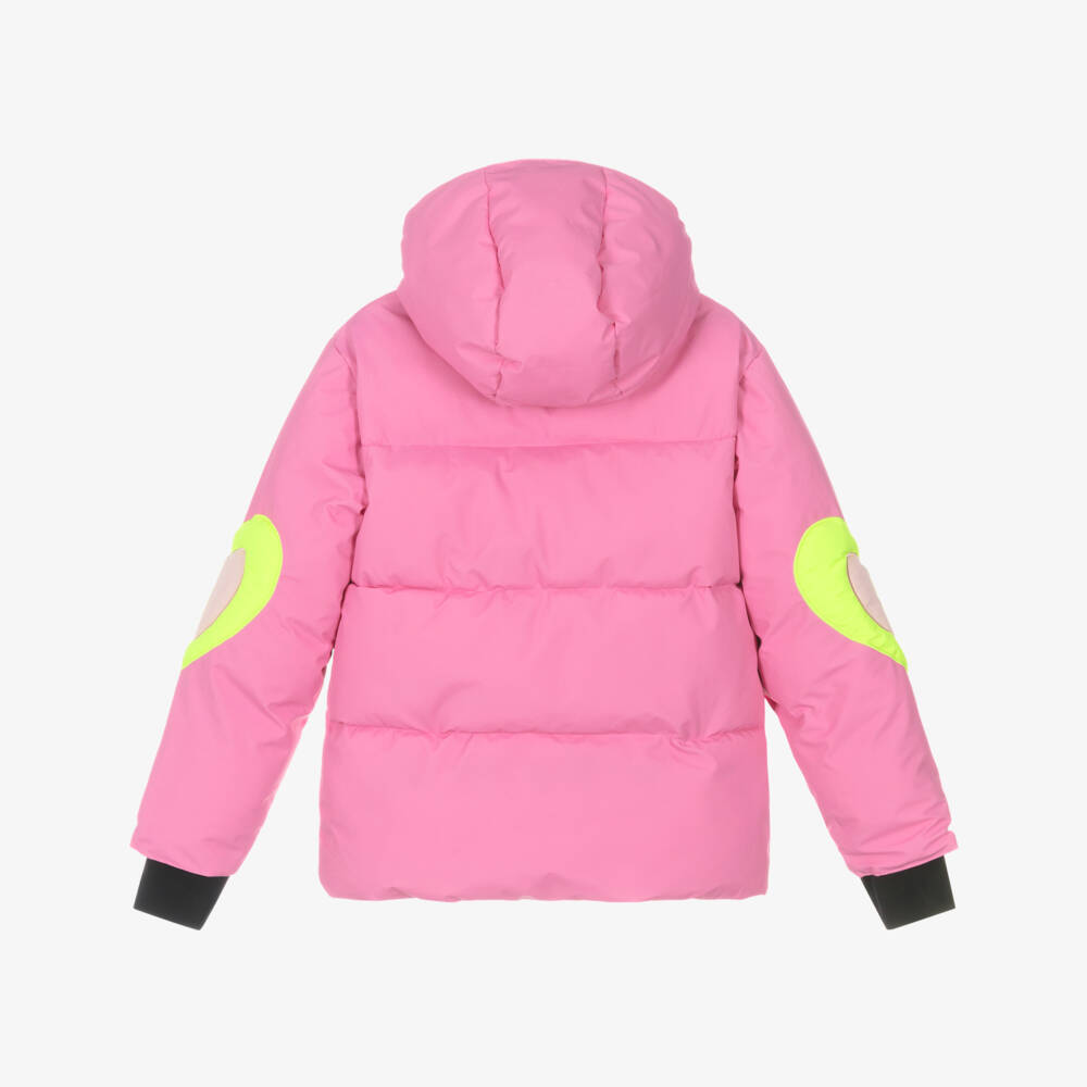 Stella McCartney Kids-Girls Bright Pink Ski Jacket with Neon Hearts | Childrensalon Outlet