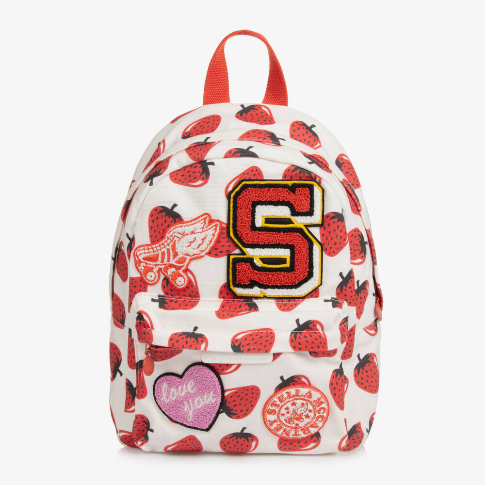 Stella McCartney Kids-Girls Canvas Ivory Berry Backpack | Childrensalon Outlet