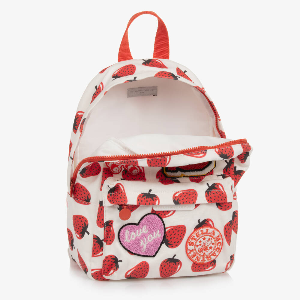 Stella McCartney Kids-Girls Canvas Ivory Berry Backpack | Childrensalon Outlet