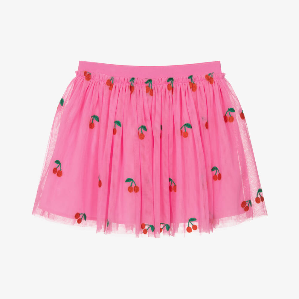Stella McCartney Kids-Girls Cherry-Embroidered Pink Tulle Skirt | Childrensalon Outlet