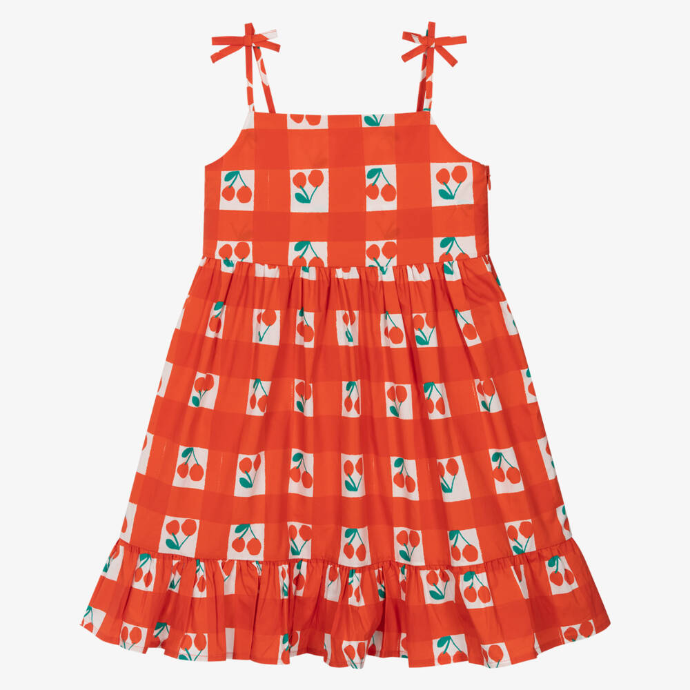 Stella McCartney Kids-Хлопковое платье с вишневым принтом для девочек | Childrensalon Outlet