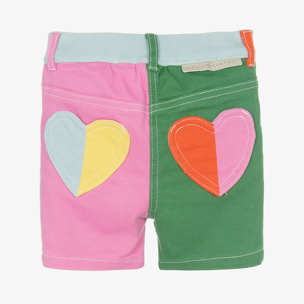 Stella McCartney Kids-شورت أطفال بناتي قطن دنيم بألوان بلوك | Childrensalon Outlet