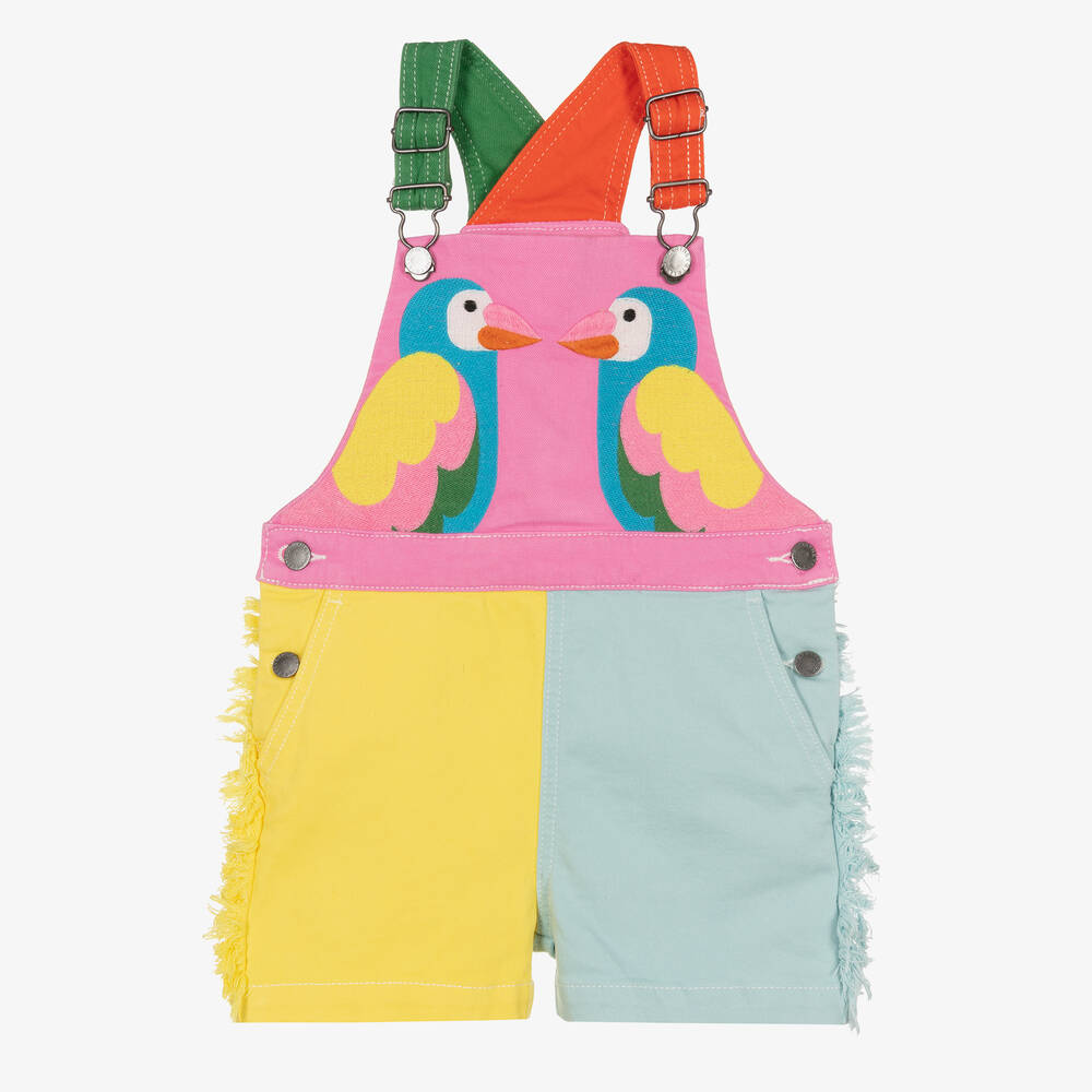 Stella McCartney Kids - Полукомбинезон с цветовыми блоками и попугаями | Childrensalon