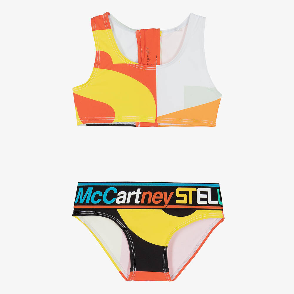 Stella McCartney Kids - Girls Colourblock Logo Bikini (UPF50+) | Childrensalon