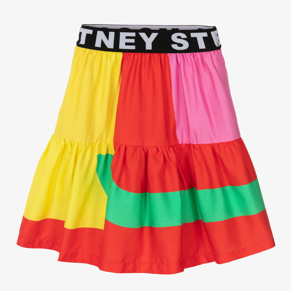Stella McCartney Kids-Girls Colourblock Logo Skirt | Childrensalon Outlet