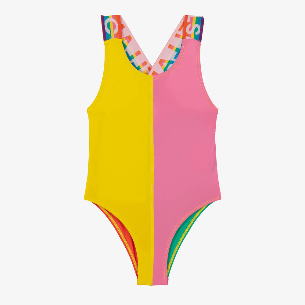 Stella McCartney Kids - Girls Colourblock Swimsuit (UPF50+) | Childrensalon