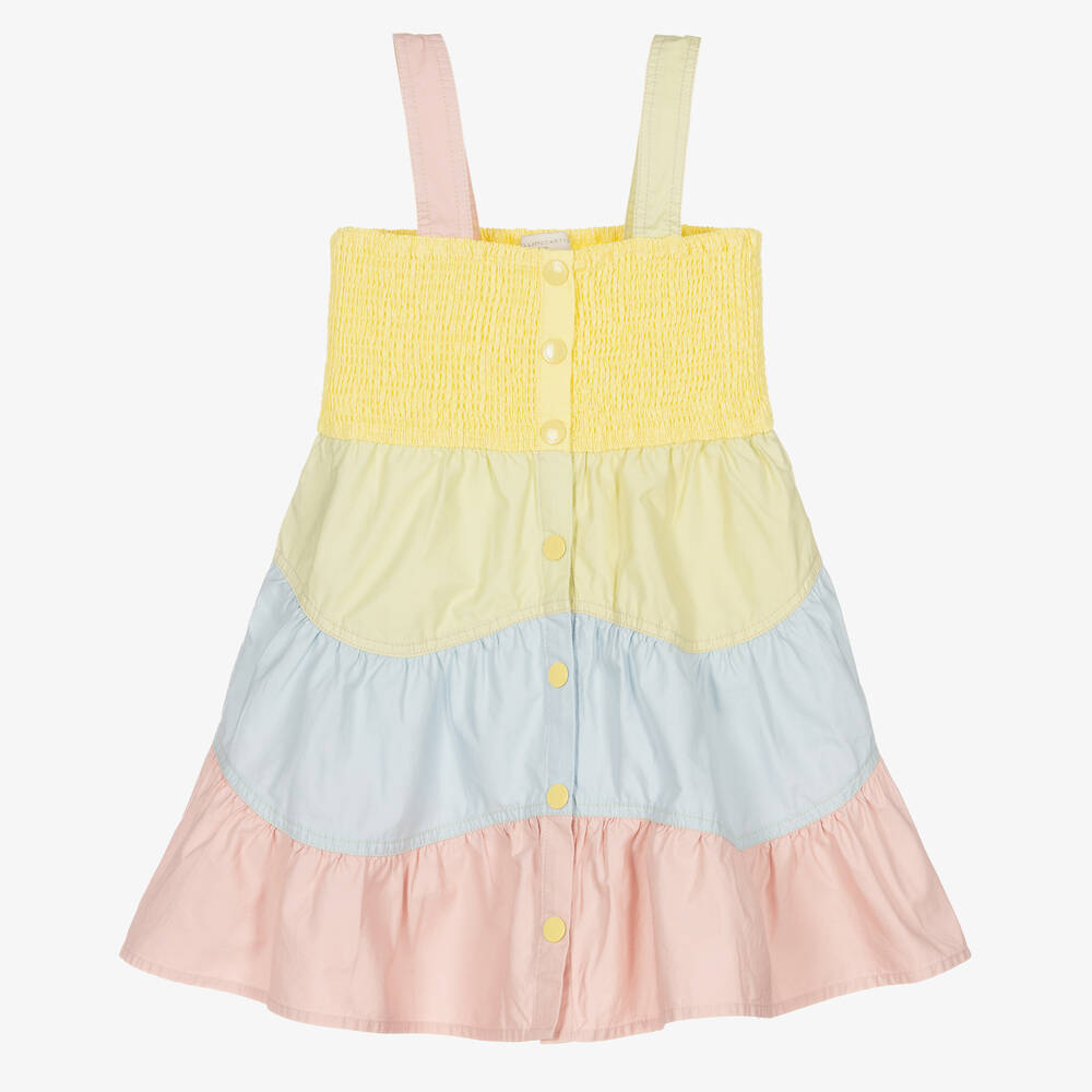 Stella McCartney Kids - Многоярусное платье с цветовыми блоками | Childrensalon