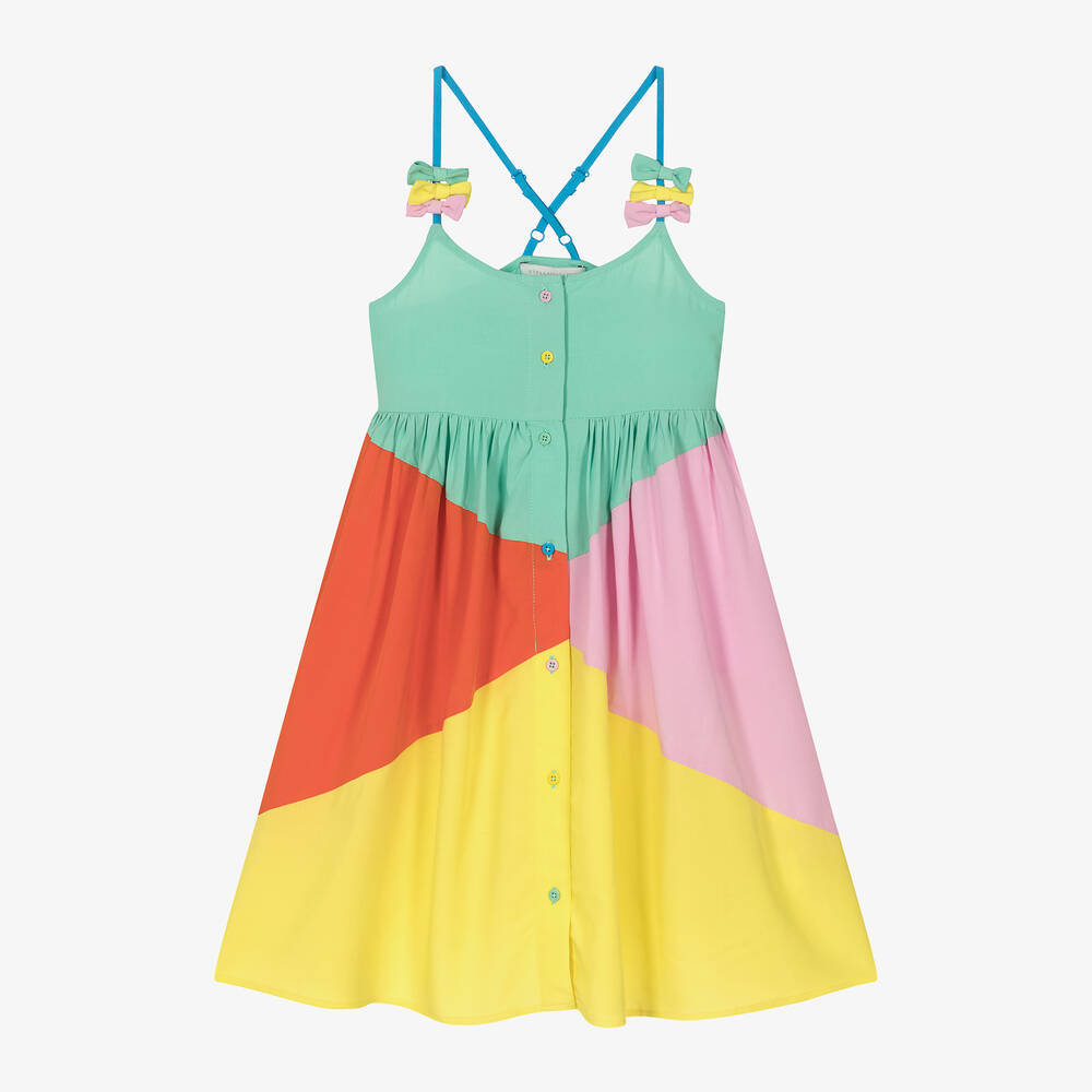 Stella McCartney Kids-فستان فيسكوز وليوسيل بألوان بلوك | Childrensalon Outlet